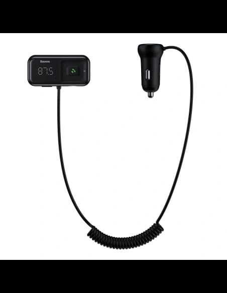 Transmițător FM Baseus T tip S-16, AUX, Bluetooth 5.0, 2x USB, microSD, 3A (negru)