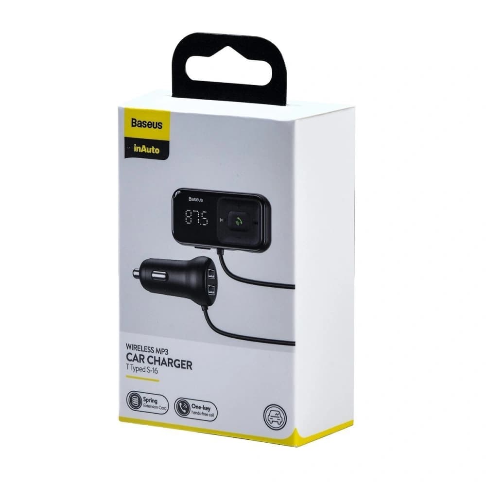 Transmițător FM Baseus T tip S-16, AUX, Bluetooth 5.0, 2x USB, microSD, 3A (negru) - 8