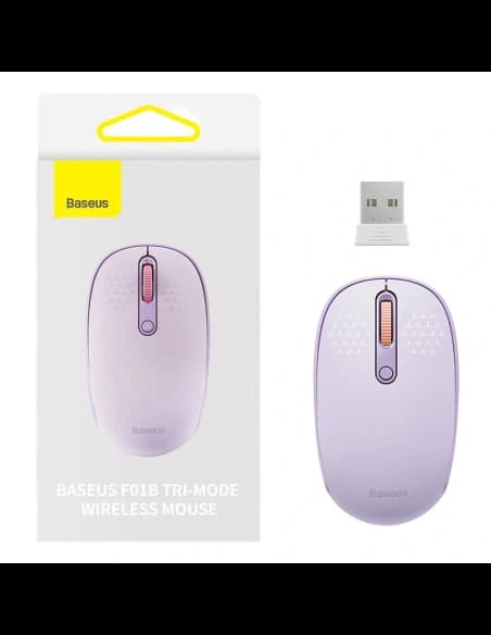 Bezprzewodowa myszka Baseus F01B Tri-Mode 2.4G BT 5.0 1600 DPI (fioletowa)