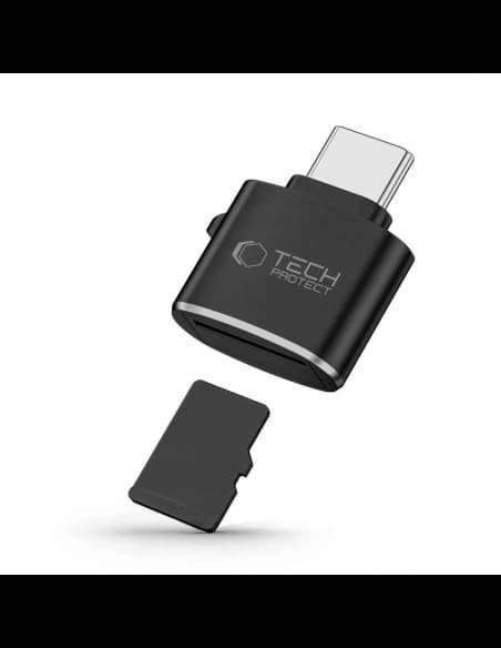 Tech-Protect Ultraboost USB-C / Cititor de carduri Micro SD/TF adaptor Negru