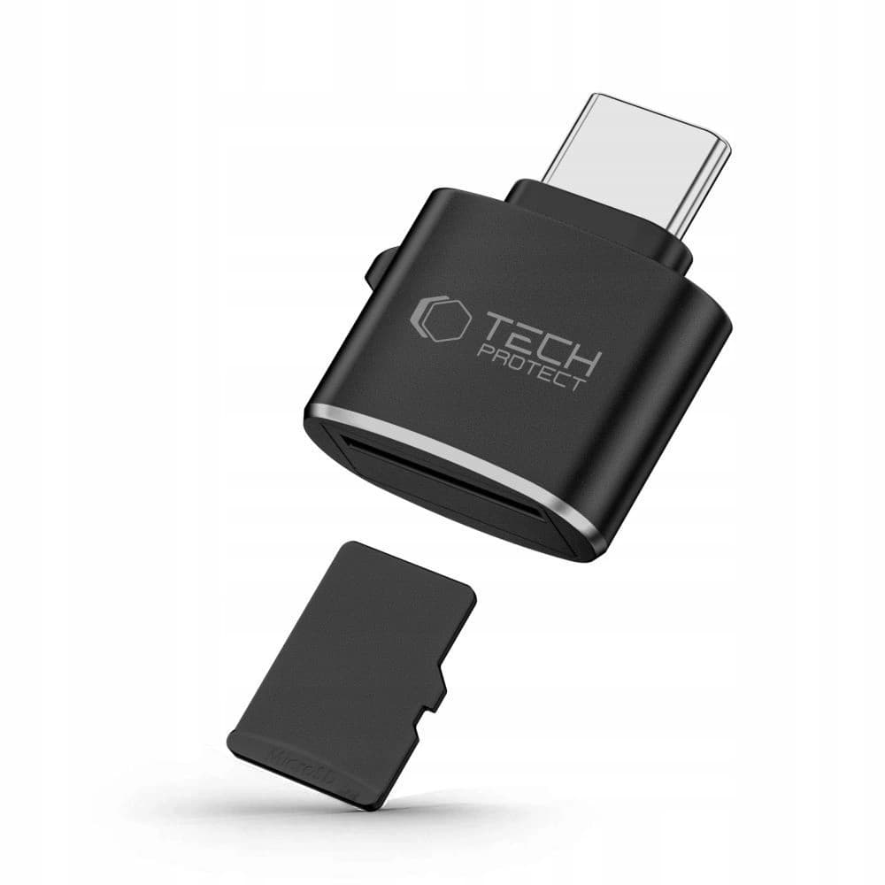 Tech-Protect Ultraboost USB-C / Cititor de carduri Micro SD/TF adaptor Negru - 1
