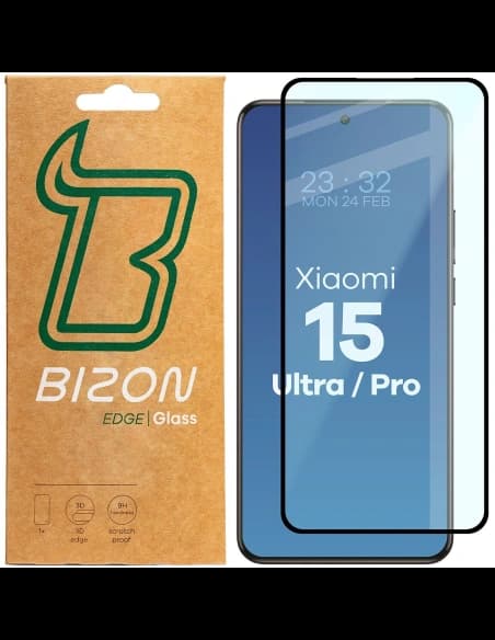 Bizon Glass Edge 3D Xiaomi 15 Ultra / 15 Pro black frame