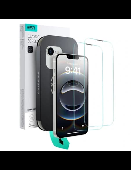 ESR Ultrafit gehärtetes Glas Apple iPhone 13 / 13 Pro / 14 / 16e Klar [2 PACK]