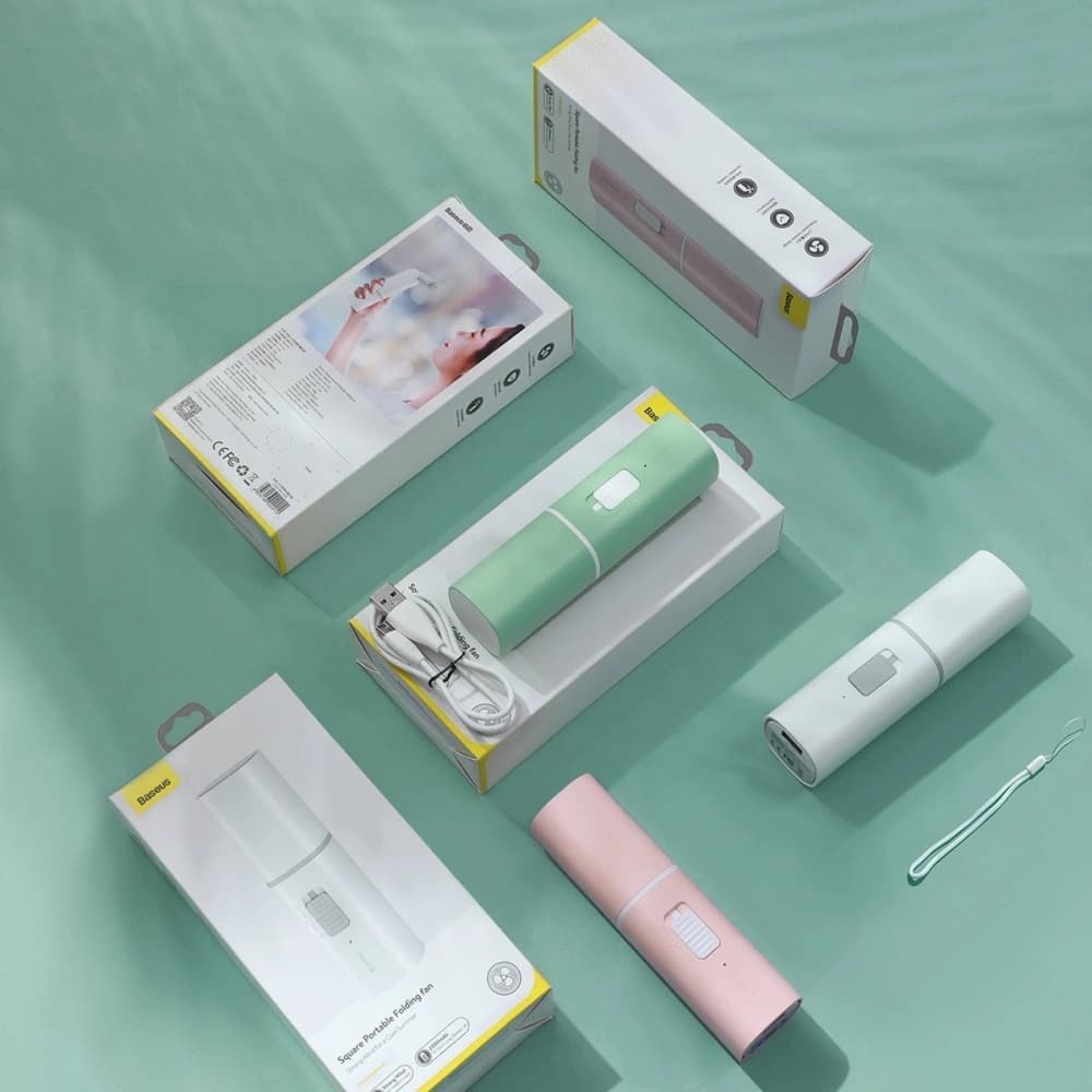 Přenosný ruční ventilátor Baseus Square (růžový) - 6