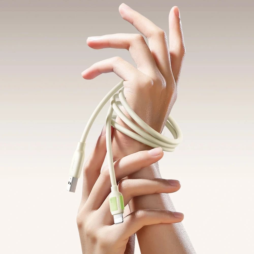 Joyroom S-A53 3A USB-A / Lightning kábel fluoreszkáló véggel 1.2 m bézs színben - 5