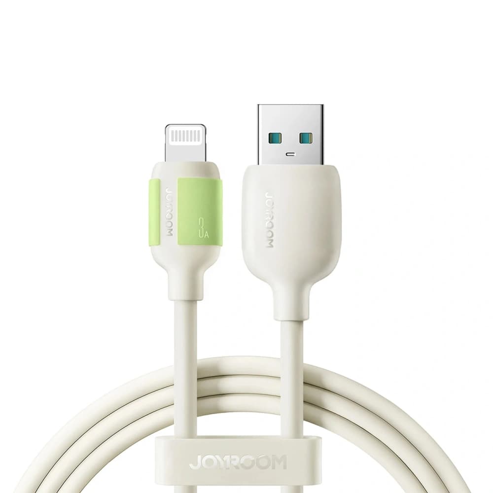 Joyroom S-A53 3A USB-A / Lightning kábel fluoreszkáló végű 2m bézs - 1