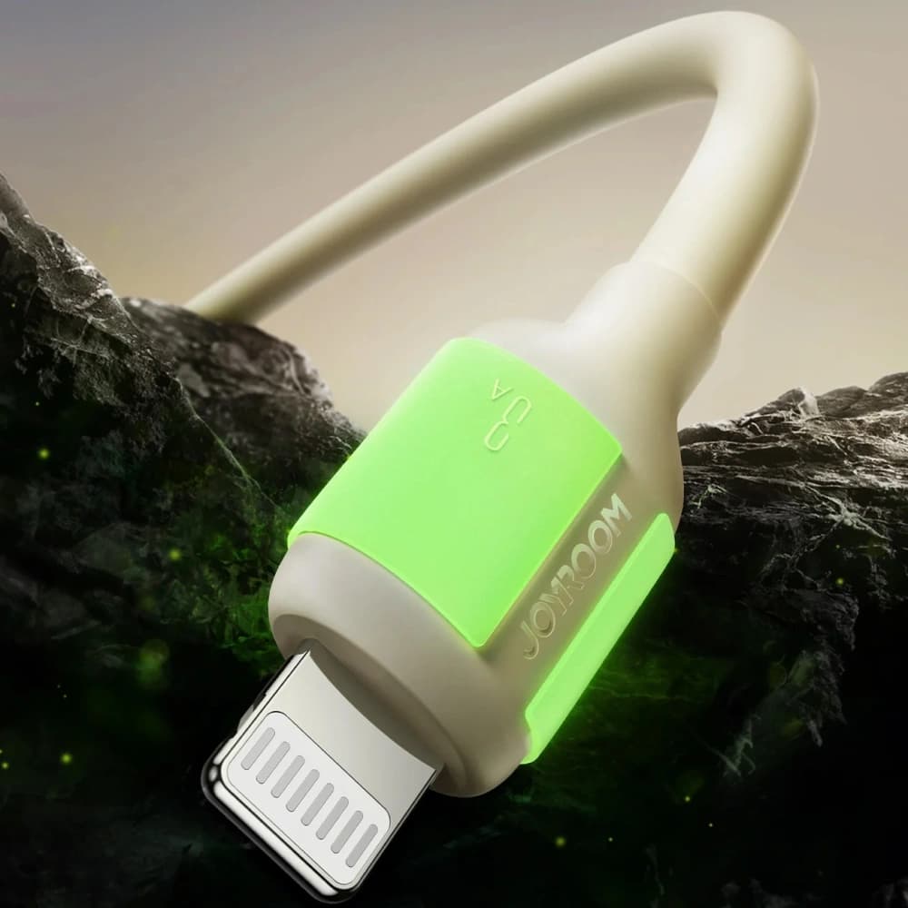 Joyroom S-A53 3A USB-A / Lightning kábel fluoreszkáló végű 2m bézs - 3
