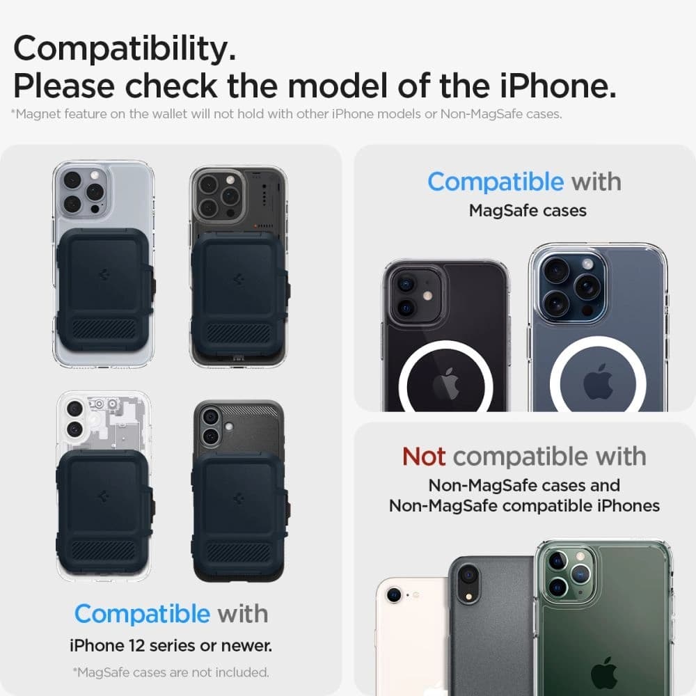 Spigen Lock Fit MagSafe Universal Magnetic Card Holder Metal Slate - 14