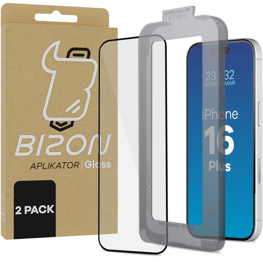 Tempered glass with mounting frame Bizon Glass Applicator for Apple iPhone 16 Plus [2 PACK] - 1