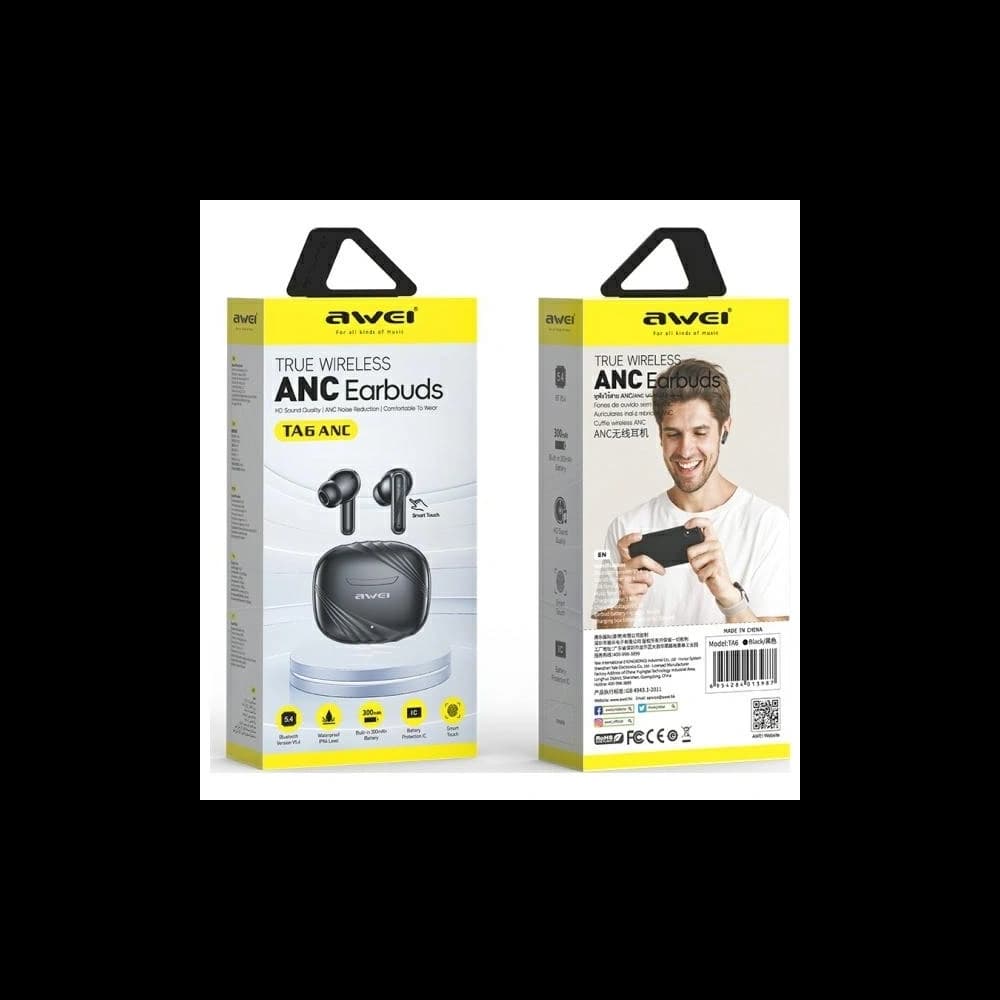 AWEI Bluetooth 5.3 TA6 ANC bezdrátová sluchátka + dokovací stanice černá - 2