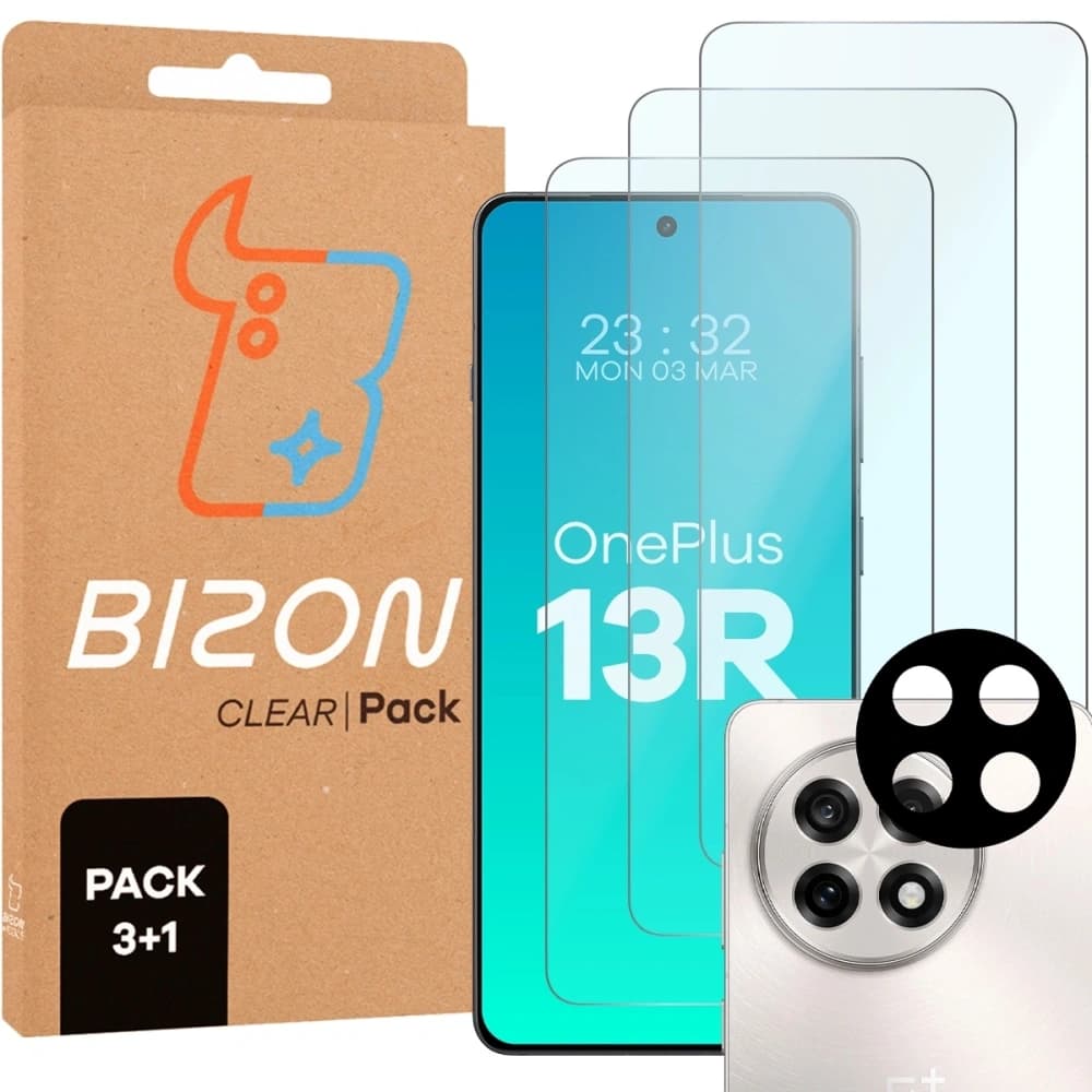 Bizon Clear 2 Pack 3x tempered glass + 1x lens protection OnePlus 13r
