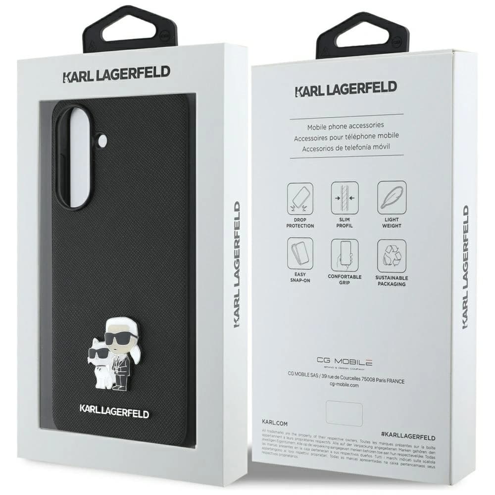 Karl Lagerfeld Saffiano cu logo metalic K&C pentru Samsung Galaxy A56 negru - 7