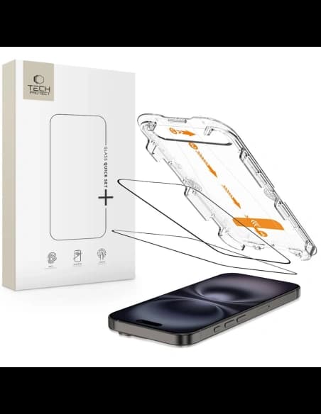 Tech-Protect Quick Set+ Apple iPhone 15 / 16 Black [2 PACK]