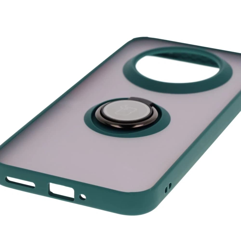 Bizon Case Hybrid Ring Realme 14 Pro Plus 5G rauchig mit einem dunkelgrünen Rahmen - 5