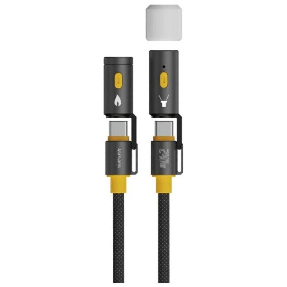 4smarts Explorer 3in1 USB-C / USB-C Feuerzeug, Taschenlampe 240W 1,5m schwarz - 1