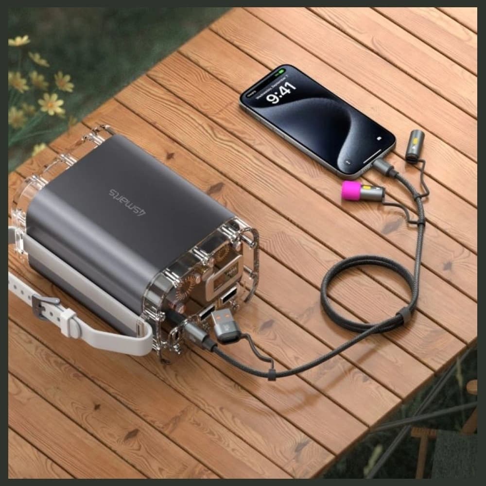 4smarts Explorer 4in1 USB-C / USB-A, USB-C Feuerzeug, Taschenlampe 60W 1m schwarz - 4