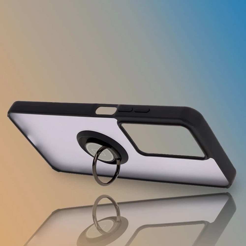 Bizon Case Hybrid Ring Realme C75 4G / 14x 5G fumuriu cu un cadru negru - 6