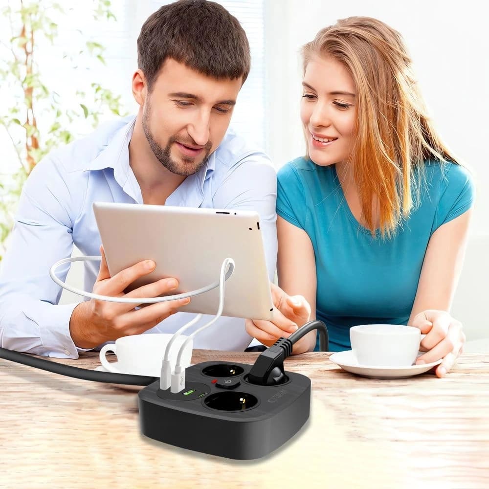 Tech-Protect PCS3X4 Steckdosenleiste 2xUSB-A, 2xUSB-C, 3xAC-Steckdosen 200cm Schwarz - 6