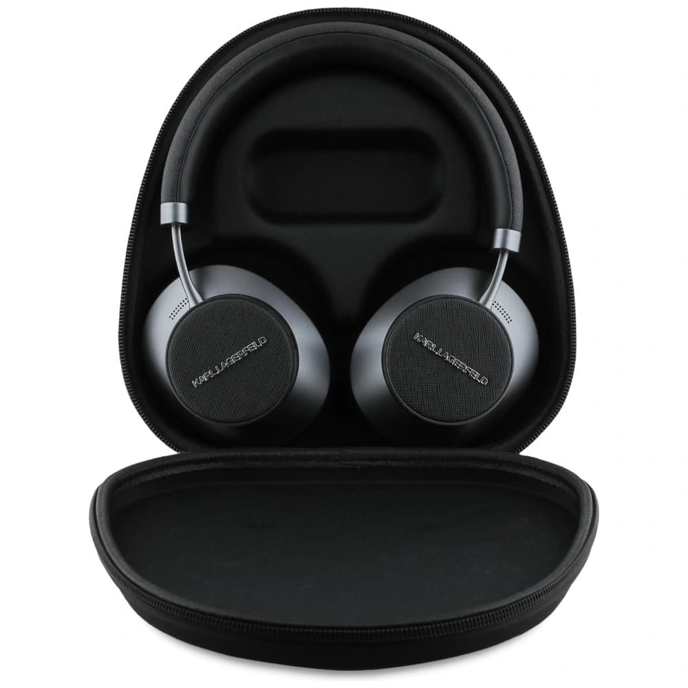 Karl Lagerfeld Saffiano Elongated Wireless Over-Ear Headphones Bluetooth 5.4 ANC Black - 4