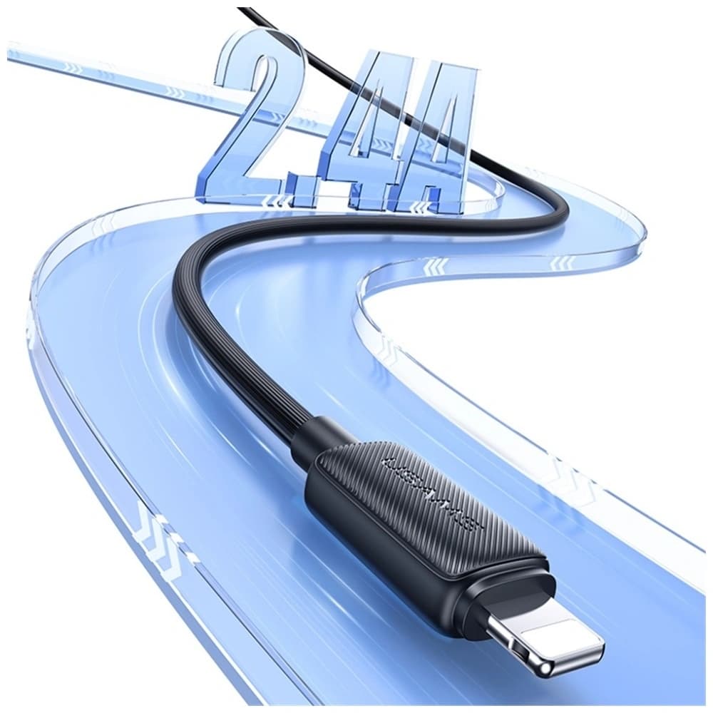 USAMS KY Sorozat US-SJ689 2.4A USB-A / Lightning kábel 1m fekete - 5