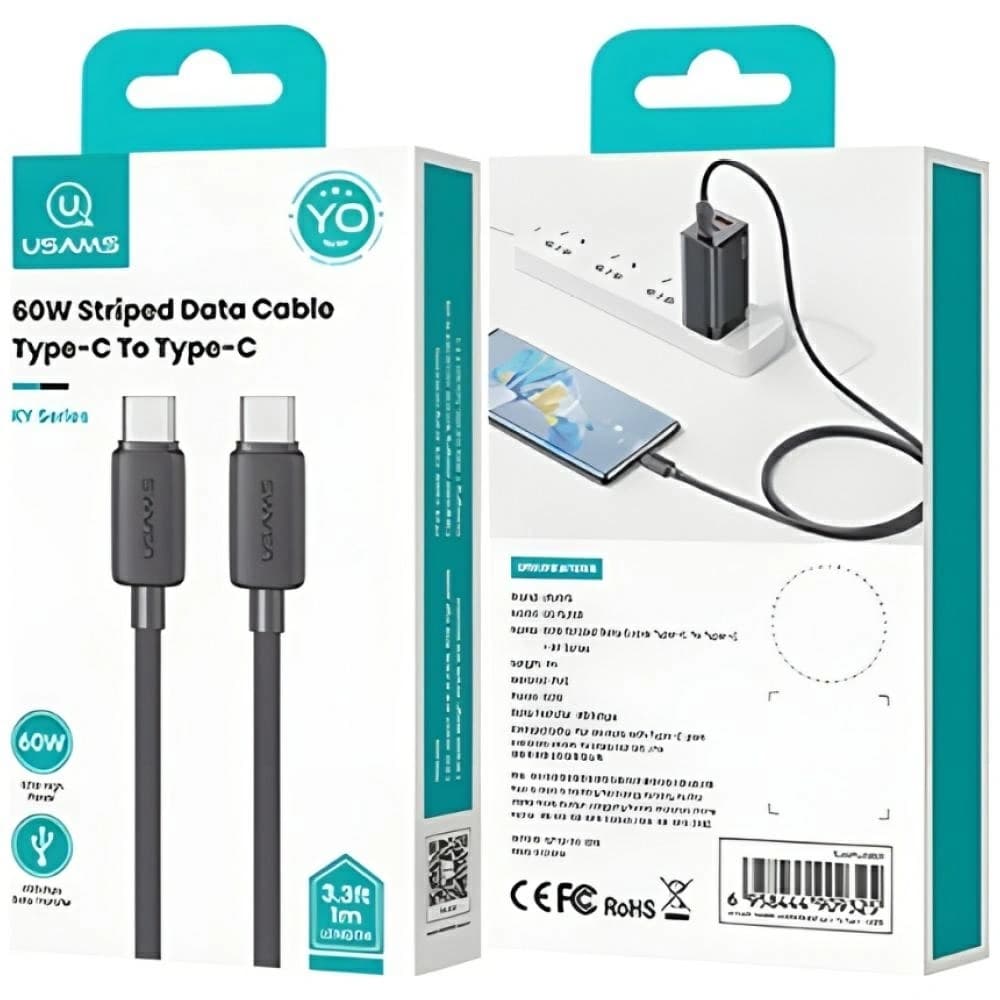 USAMS KY Sorozat US-SJ691 60W USB-C / USB-C kábel 1m fekete - 13