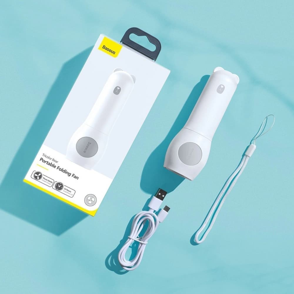 Baseus Tragbarer Handventilator Tricolor Bär (weiß) - 7