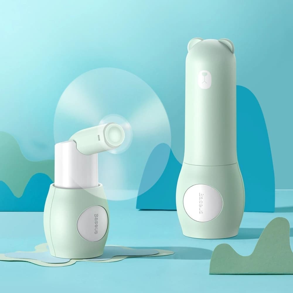 Přenosný ruční ventilátor Baseus Tricolor Bear (zelený) - 6