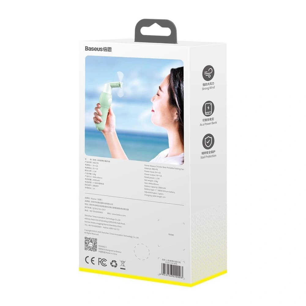 Přenosný ruční ventilátor Baseus Tricolor Bear (zelený) - 9