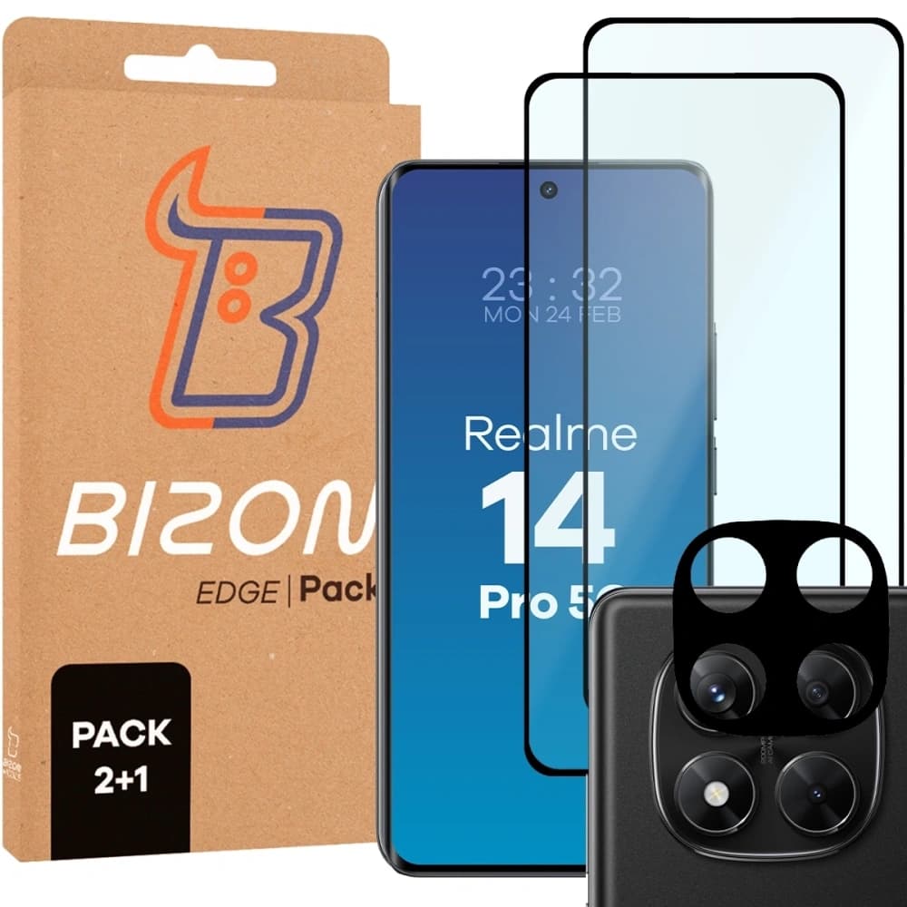 Bizon Edge 2 Pachet 2x sticlă temperată + 1x protecție lentilă Realme 14 Pro 5G - 1