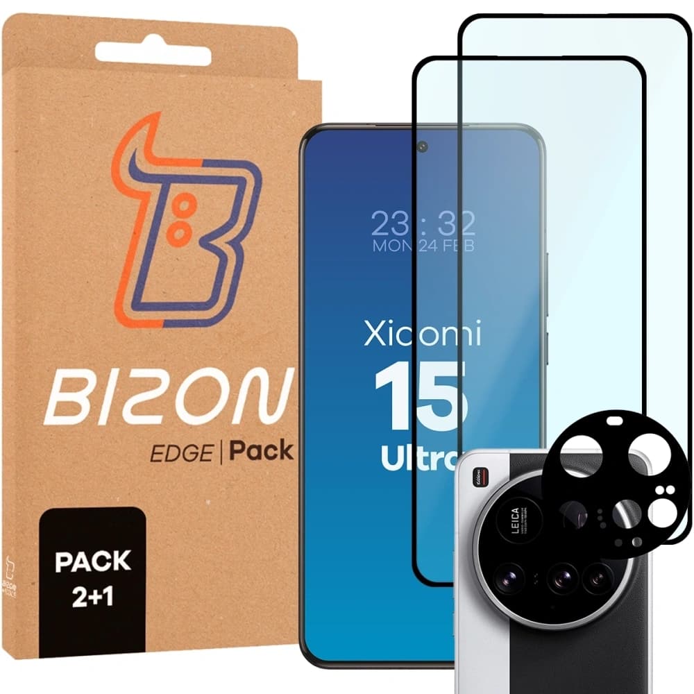 Bizon Edge 2 csomag 2x edzett üveg + 1x lencsevédő Xiaomi 15 Ultra