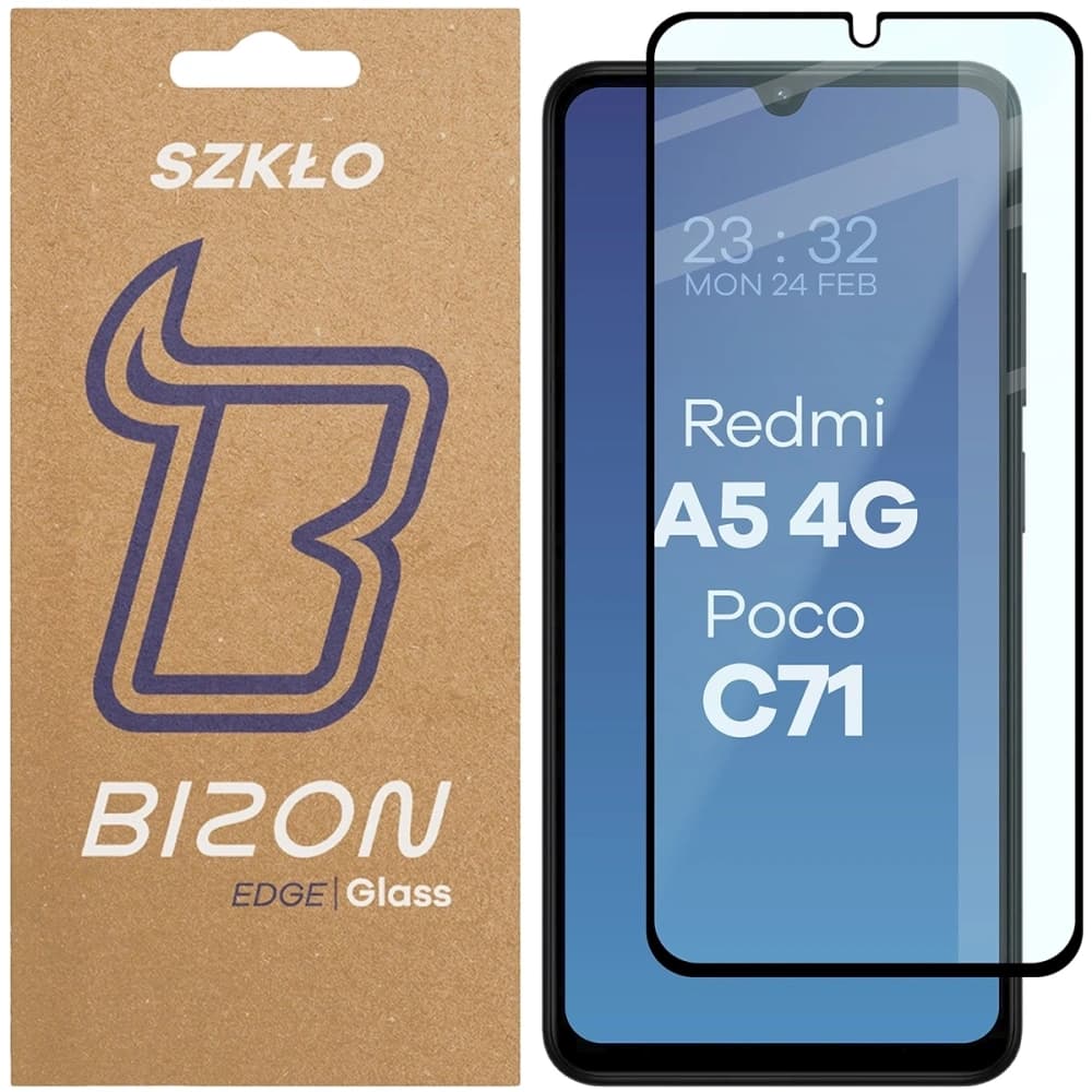 Bizon Glass Edge 2 Xiaomi Redmi A5 4G / Poco C71 schwarzer Rahmen - 1
