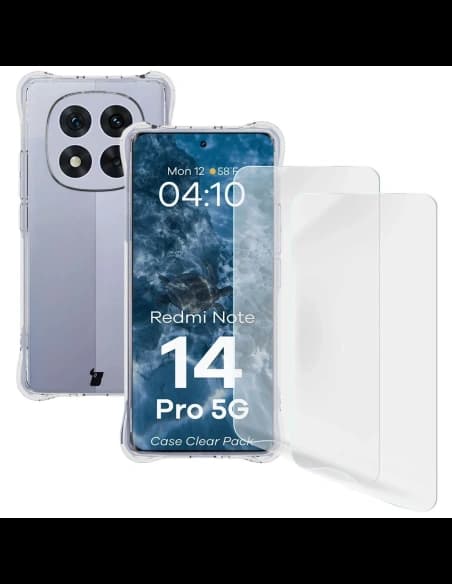 Husa flexibilă Bizon Case Clear Pack + 2x folie de protecție pentru ecran Xiaomi Redmi Note 14 Pro 5G