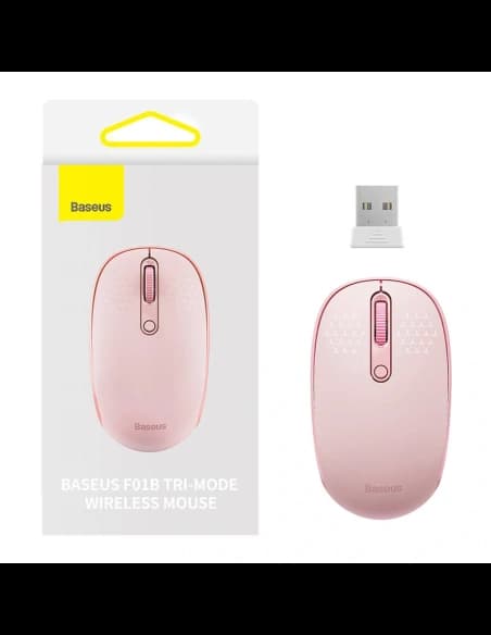 Bezprzewodowa myszka Baseus F01B Tri-Mode 2.4G BT 5.0 1600 DPI(różowa)