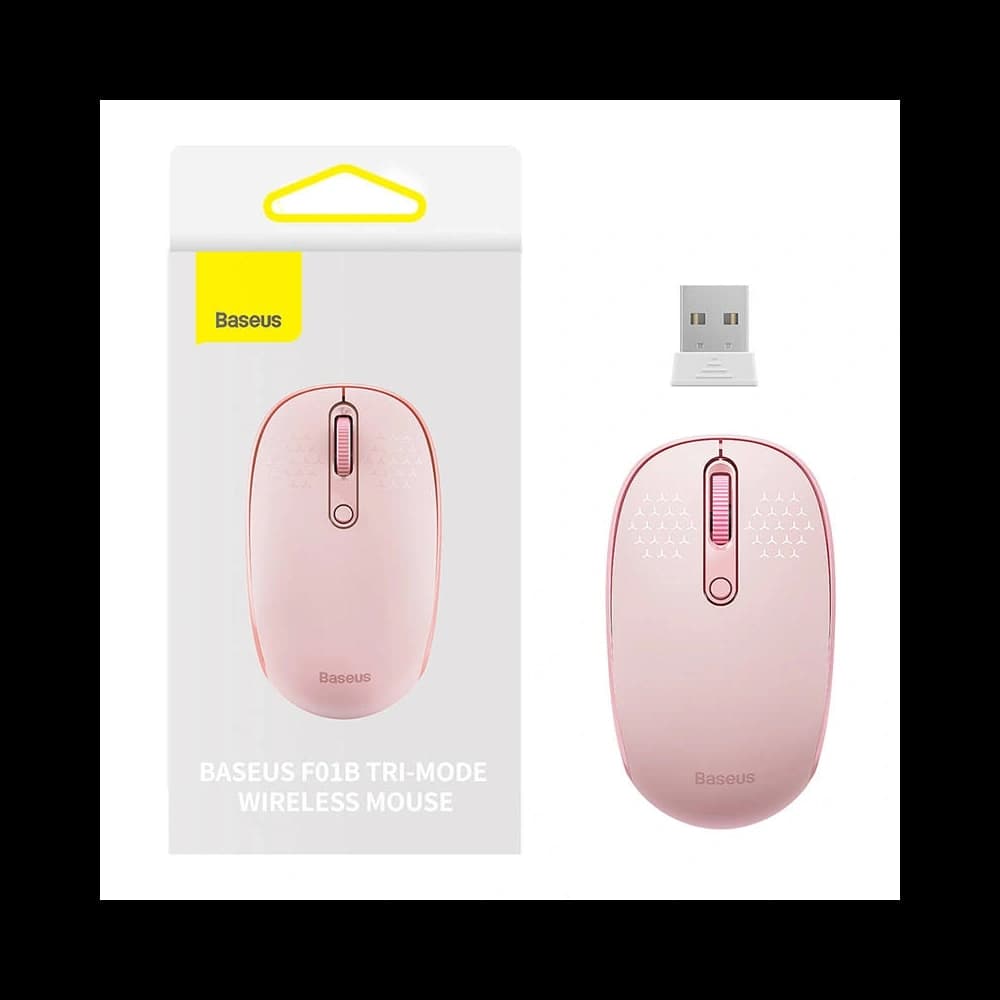 Baseus F01B Tri-Mode Wireless Mouse 2.4G BT 5.0 1600 DPI (pink) - 1
