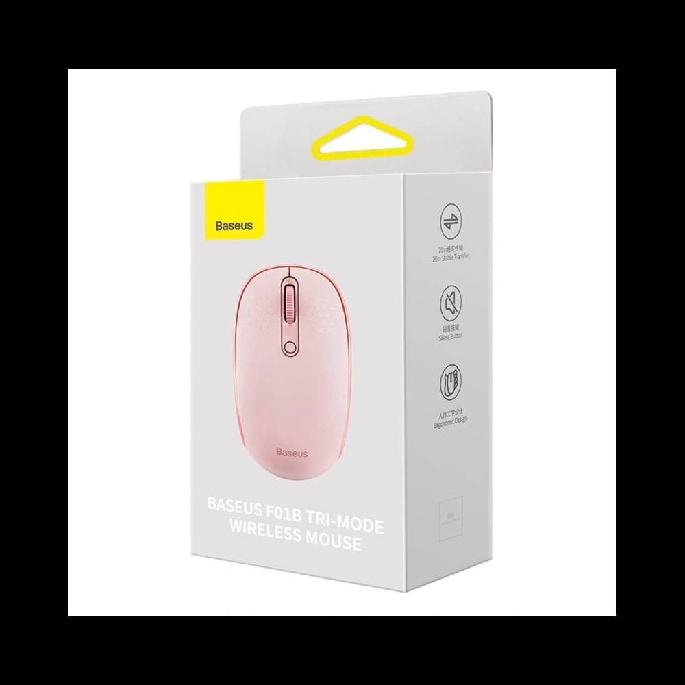 Baseus F01B Tri-Mode Wireless Mouse 2.4G BT 5.0 1600 DPI (pink) - 9