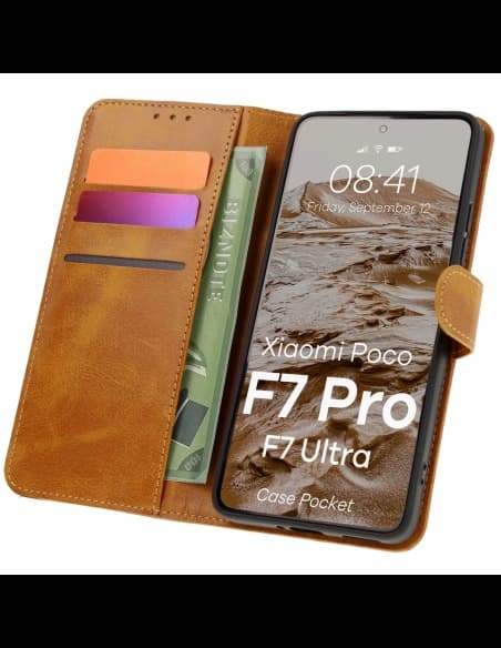 BIZON tok zsebes Xiaomi POCO F7 Pro / F7 Ultra barna