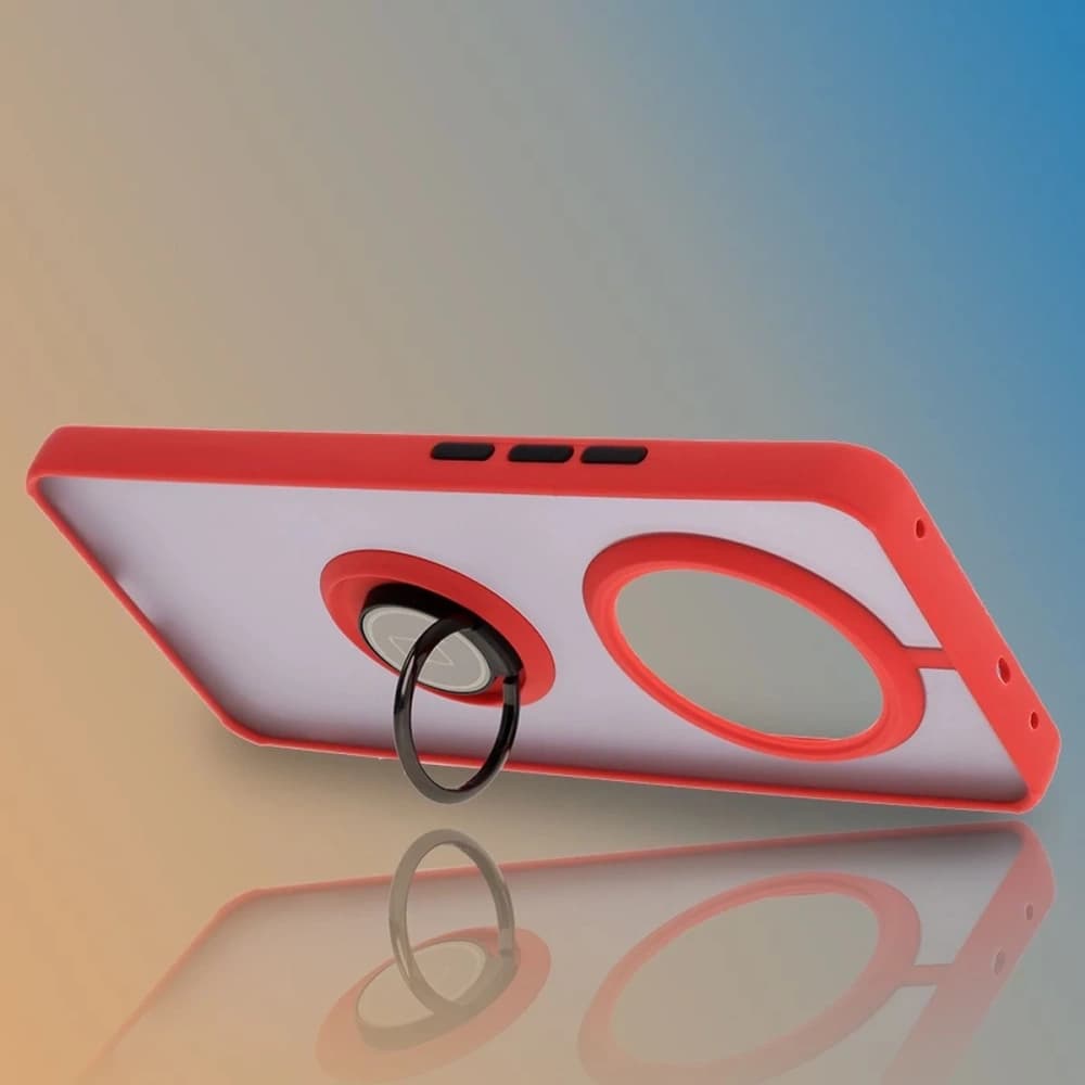 Caz Bizon Hybrid Ring Realme 14 Pro 5G fumuriu cu un cadru roșu - 6