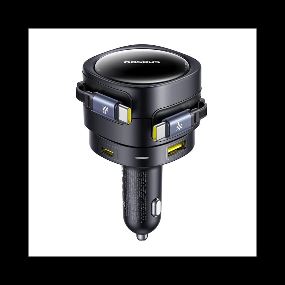 Baseus Enjoyment Max Autós Töltő USB-A, USB-C 2xUSB-C Kábellel 90W Fekete - 4