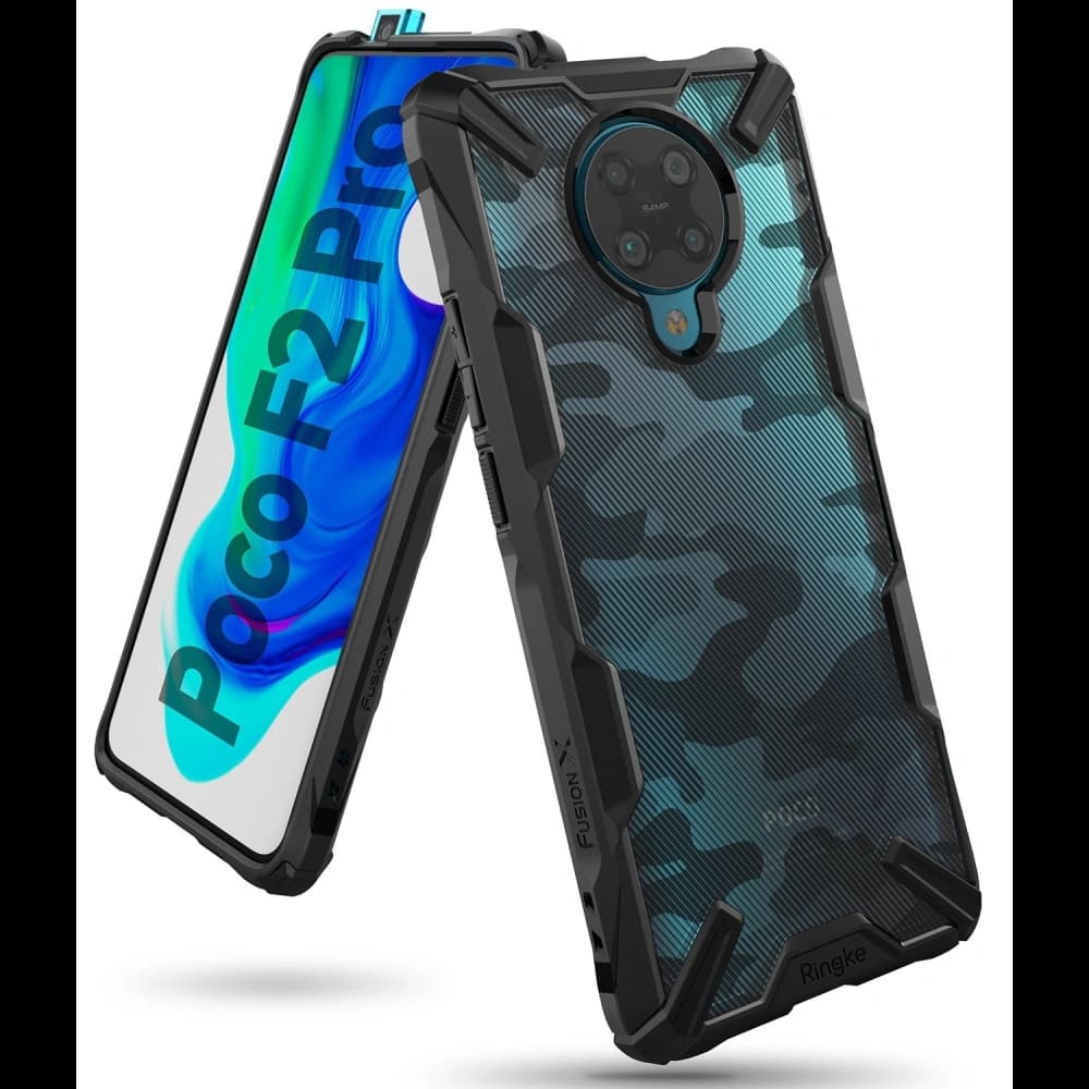 Etui Ringke Fusion-X Pocophone F2 Pro/Redmi K30 Pro Camo (Moro) Negru