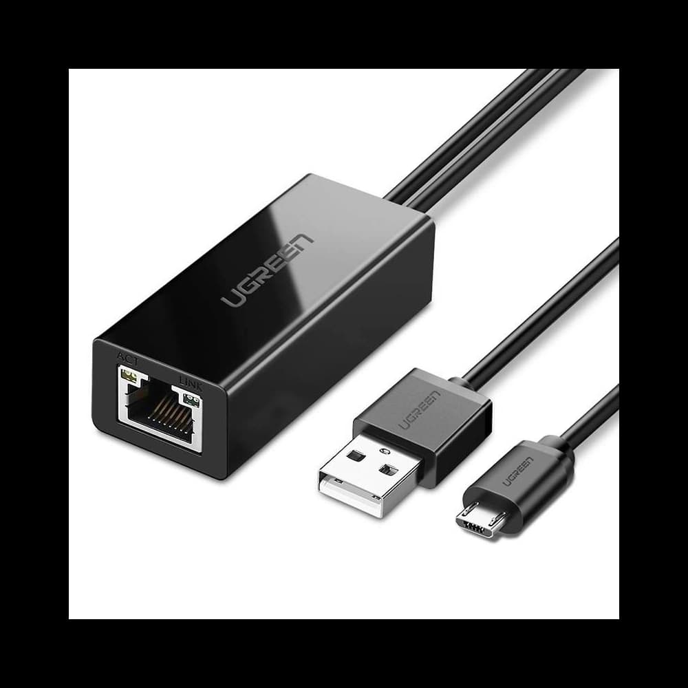 UGREEN 30985 Micro USB to RJ45 hálózati adapter, TV stickekhez és Chromecastokhoz (fekete) - 1