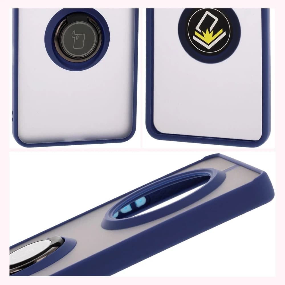 Bizon Case Hybrid Ring Realme 14 Pro 5G fumuriu cu un cadru albastru închis - 4
