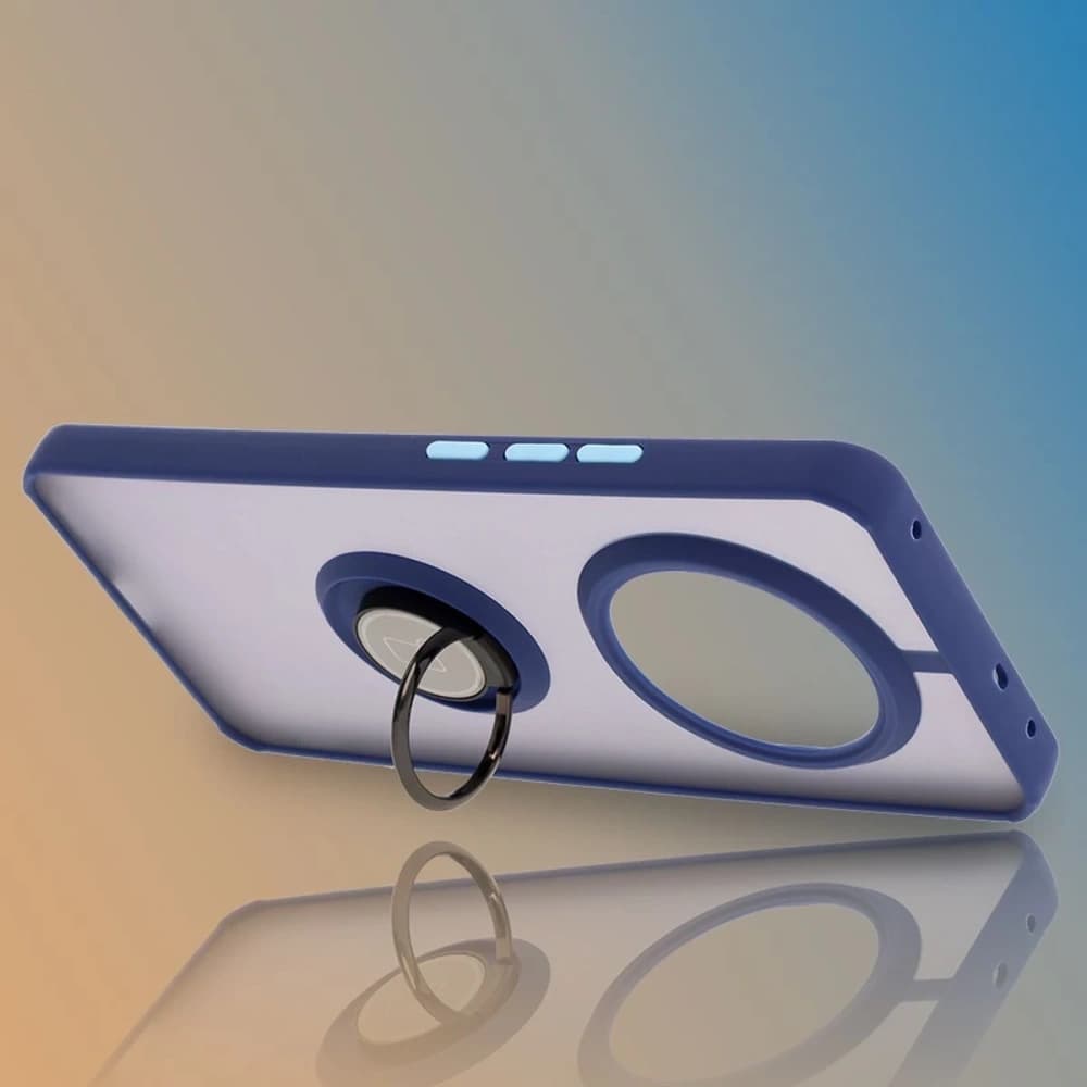 Bizon Case Hybrid Ring Realme 14 Pro 5G fumuriu cu un cadru albastru închis - 6