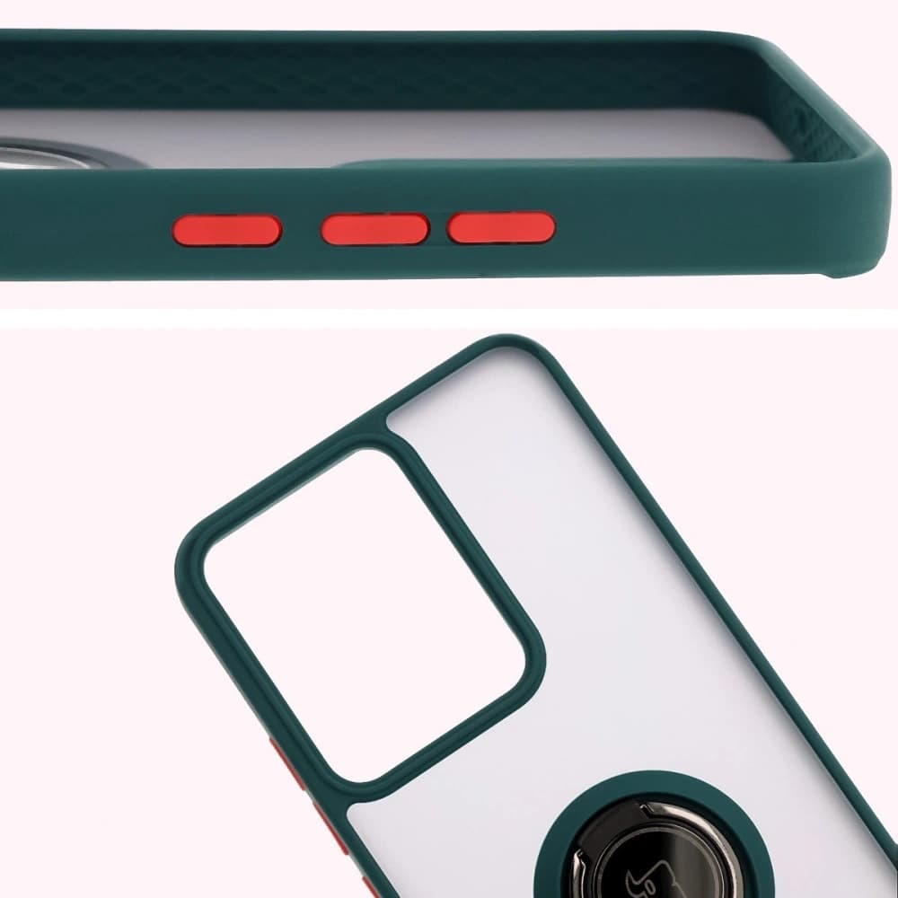 Bizon Case Hybrid Ring Realme 14 5G / 14T 5G rauchig mit einem dunkelgrünen Rahmen - 3