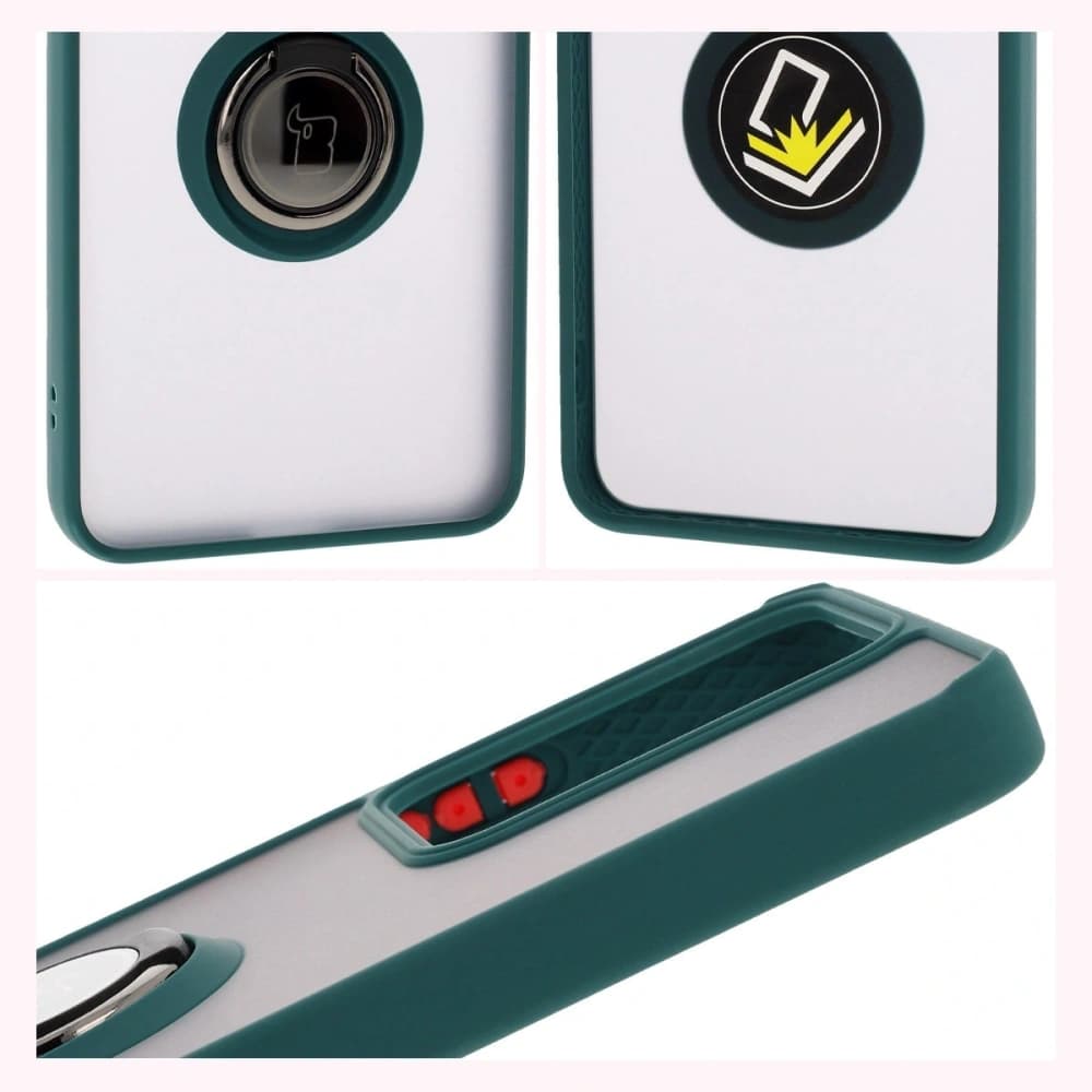 Bizon Case Hybrid Ring Realme 14 5G / 14T 5G rauchig mit einem dunkelgrünen Rahmen - 4