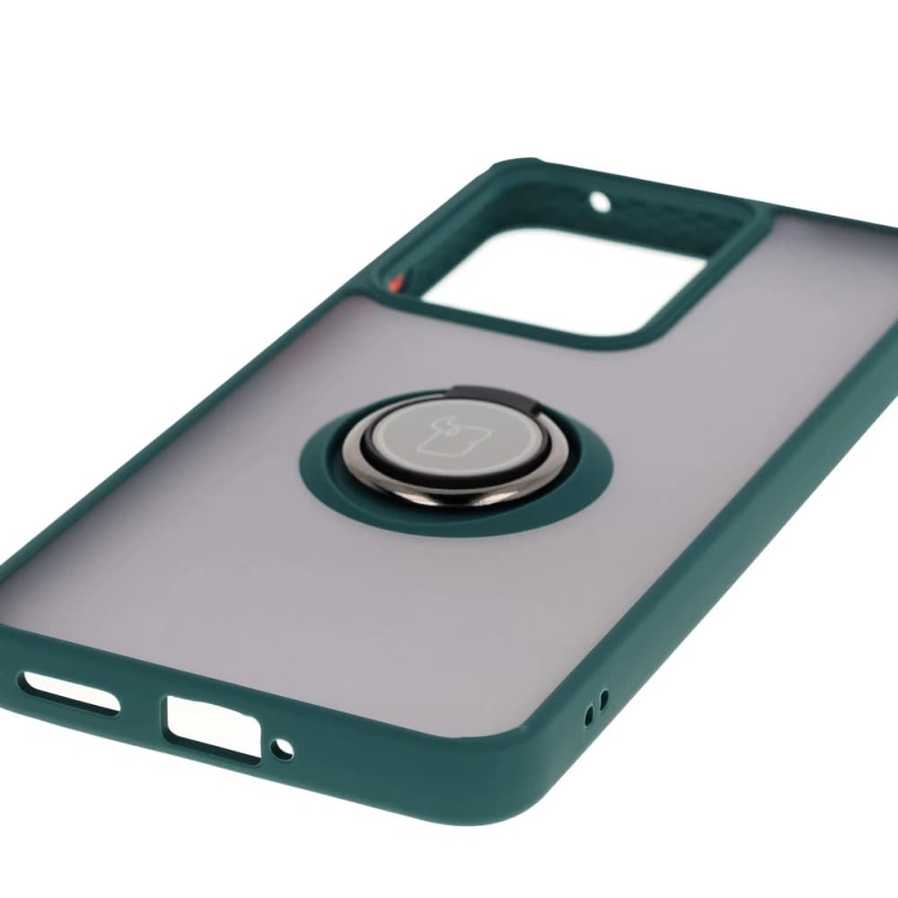 Bizon Case Hybrid Ring Realme 14 5G / 14T 5G rauchig mit einem dunkelgrünen Rahmen - 5