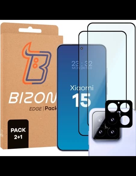 Bizon Edge 2 Pachet 2x sticlă temperată + protecție pentru lentile Xiaomi 15