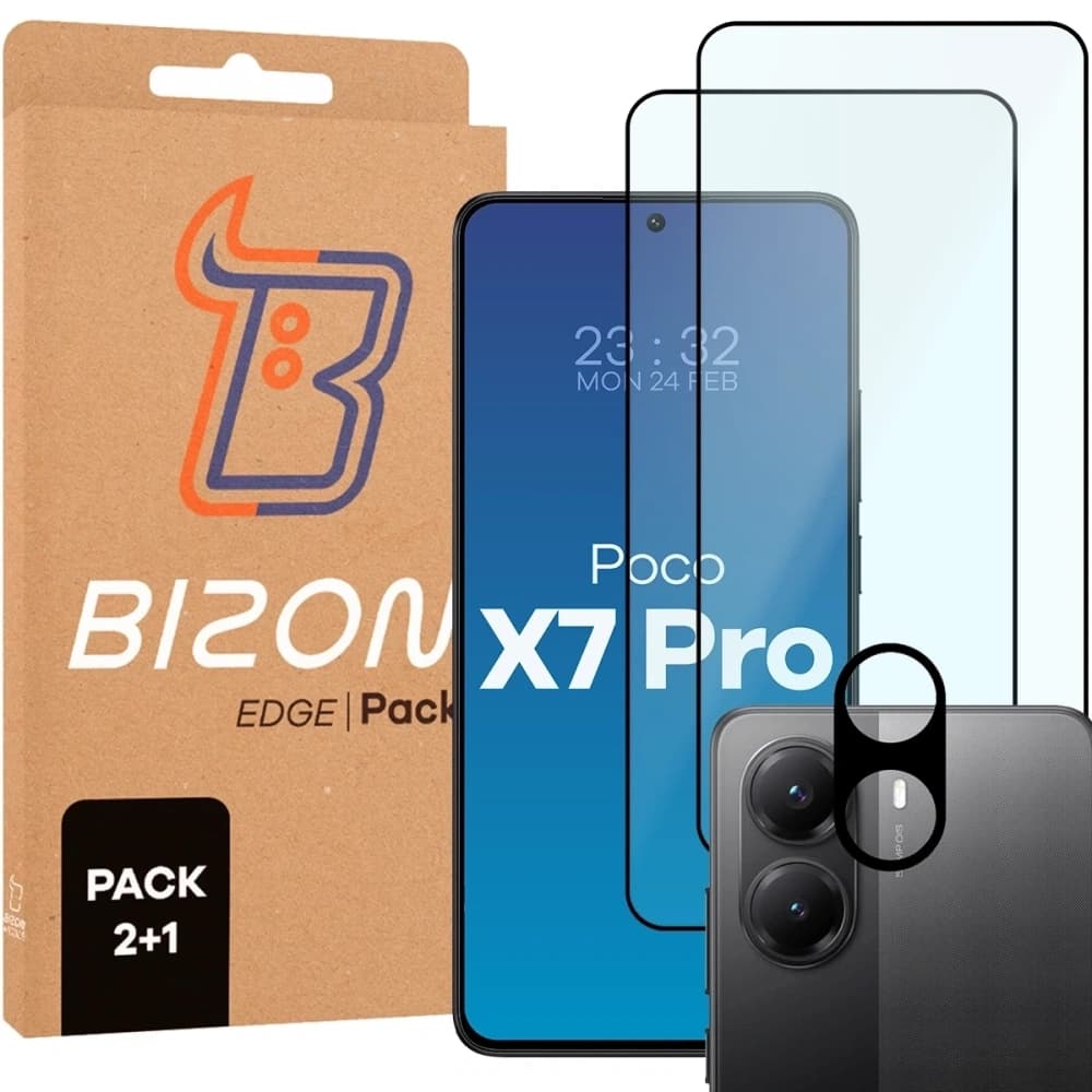 Bizon Edge 2 Pachet 2x sticlă securizată + protecție lentilă Xiaomi POCO X7 Pro