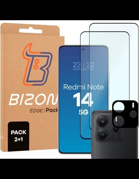 Bizon Edge 2 Pack 2x tvrzené sklo + ochrana objektivu Xiaomi Redmi Note 14 5G