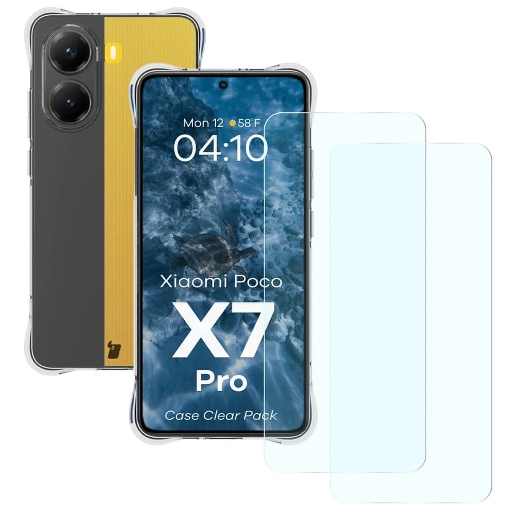 Bizon Case Clear Pack Hülle + 2x Displayschutzglas Xiaomi POCO X7 Pro - 1