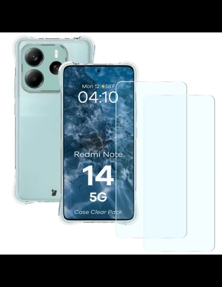 Bizon Case Clear Pack pouzdro + 2x sklo na displej Xiaomi Redmi Note 14 5G